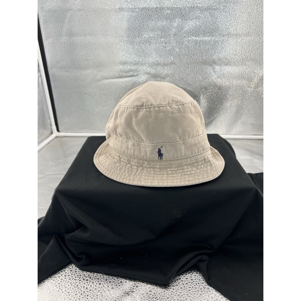 Polo Ralph Lauren Bucket Hat Khaki Tan Navy Blue Pony Logo L Chino Twill